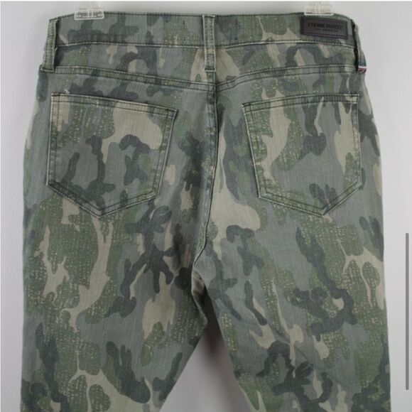Etienne Marcel Camo Skinny Jeans Red Zipper Pockets Raw Cut Hemline Pants - Picture 5 of 7